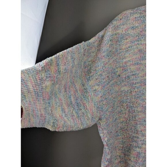 Multicolor Knit Short Sleeve Sweater With Button Detail 1X 90% Cotton 10% Polyes - Picture 7 of 8